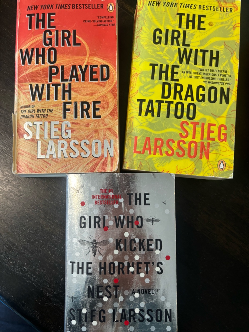 Set of 3 Stieg Larsson Novels - Red, Yellow & Silver Covers